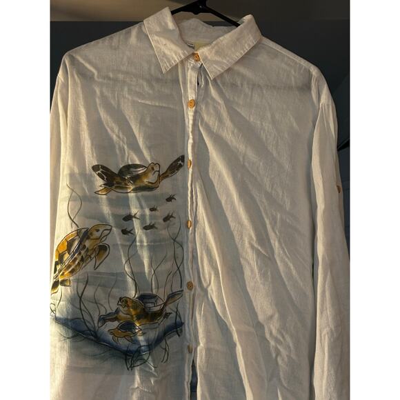 Coconut Reef L Painted Sea Turtles Coastal Grandma Nautical Beachy Cover Up - Picture 2 of 12